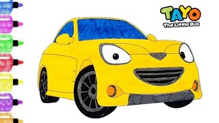 Belajar Menggambar dan Mewarnai Tayo Bus Kecil Shine si Mobil Sport Kuning screenshot 2