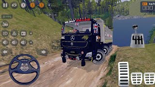 🚛Real Engine Sound! 12 Wheeler 4x4 Heavy Duty Stone Transporter Offroad | Bussid Mod#78 screenshot 2