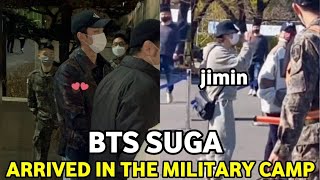 BTS Suga Spotted Arriving at The Military Camp With Jimin BTS Suga enlistment 2023