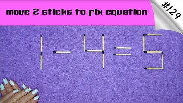 Matchstick puzzle #129 | Match puzzle 1-4=5 with hint and solution.
