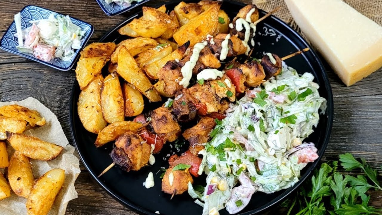 OBIAD KTÓRY ROBI SIĘ SAM. SZASZŁYKI Z KURCZAKA I OPIEKANE ZIEMNIAKI. TO JEST PYSZNE!!!