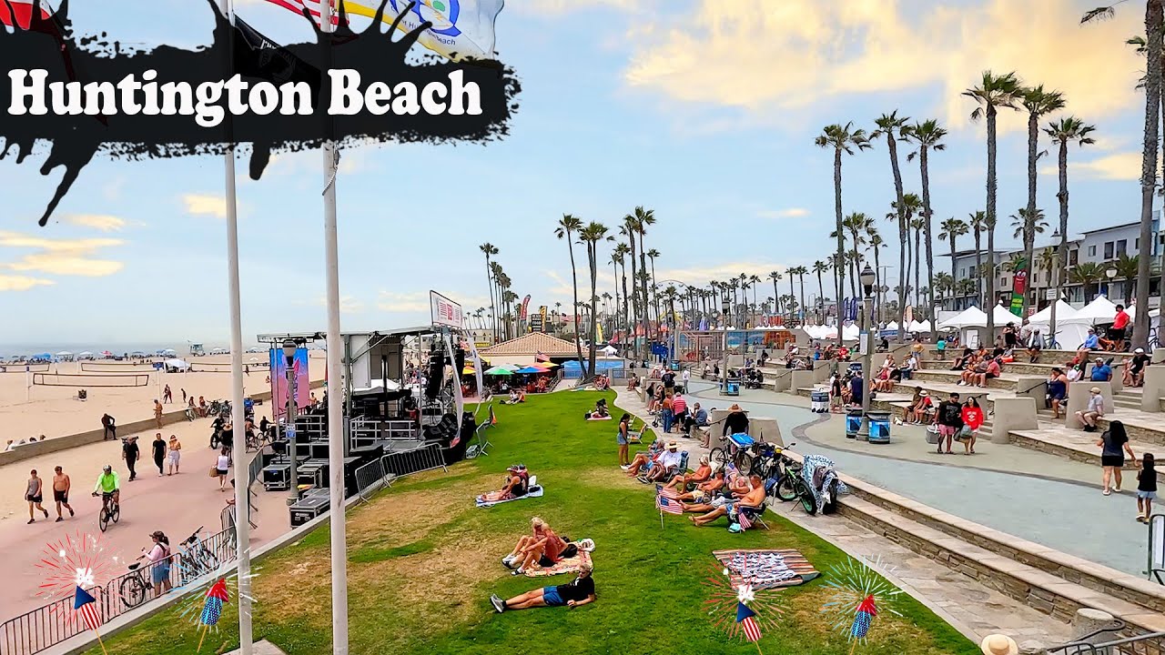 Walking Tour of Huntington Beach Pier 4K - California, USA | 4th of ...