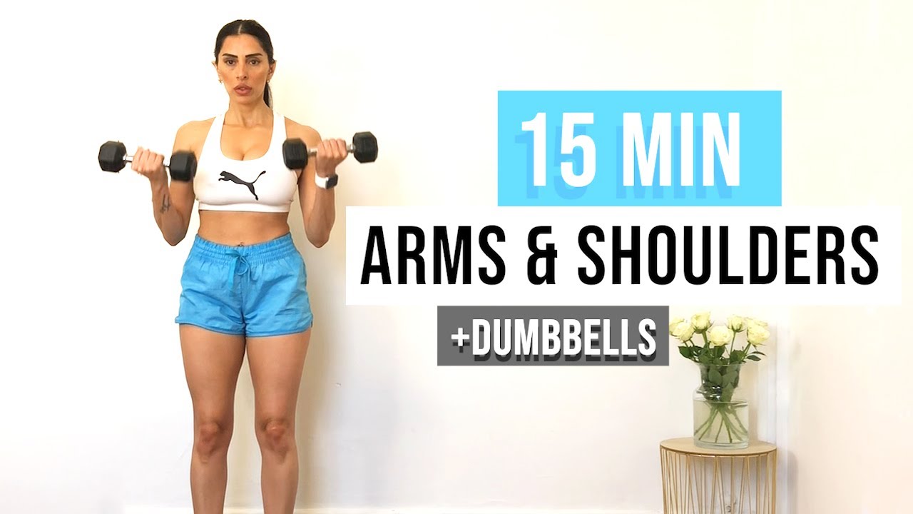 15 min DUMBBELL ARMS & SHOULDER WORKOUT ( at home ) - YouTube
