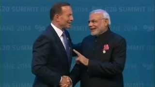 Australia PM Tony Abbott welcomes PM Narendra Modi to G20 Summit in Brisbane