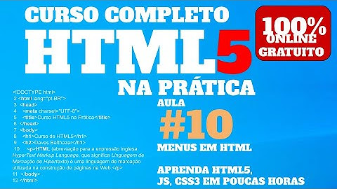 MENUS EM HTML   TAG NAV UL E OL   CURSO DE HTML5