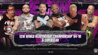 WWE 2K24 NEW DLC CM PUNK VS BUBBA RAY VS DUDLEY VS SANDMAN VS TERRY FUNK VS RVD WITH ENTRANCES ECW