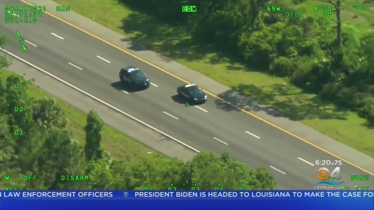 Florida Police Chase Involved Man Who Stole Police Cruiser - YouTube