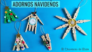 4 IDEAS con PINZAS DE MADERA, ADORNOS NAVIDEÑOS para el ÁRBOL de NAVIDAD