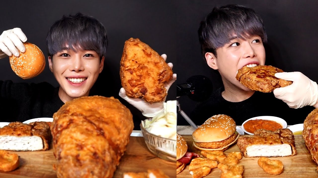 햄버거 보다 큰 대왕 맥너겟 먹방!! 직접만든 치킨너겟에 모짜렐라인더버거,새우버거 먹방🍔