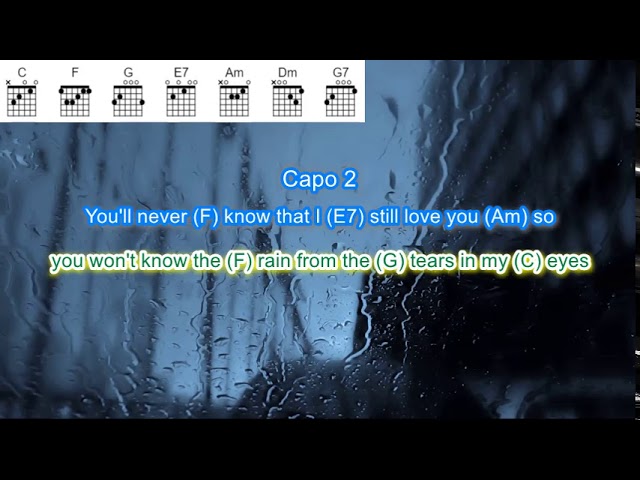 Cryin'in the Rain by the Everly Brothers play along with scrolling guitar chords and lyrics class=