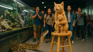 Sacred Maternal Love, Mama Cat Protects Kitten from Giant Python Attack Until Rescue Team Arrives