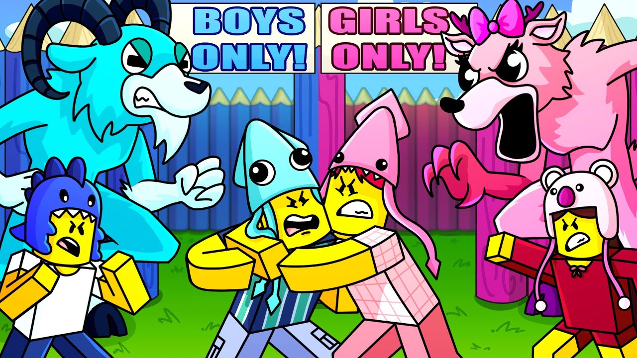 99 Nights: BOYS vs. GIRLS ONLY BASE?! (Cartoon Animation)