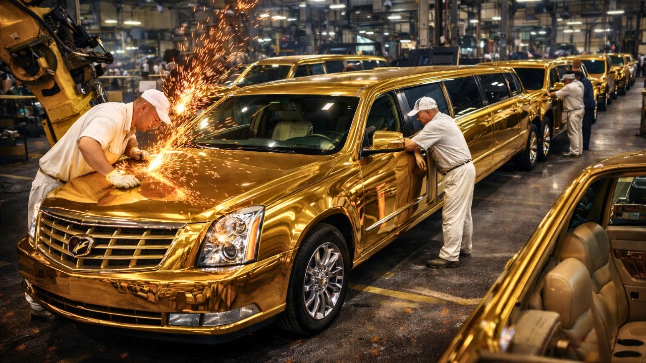 How This $1M Gold Cadillac Limo Was Built  Luxury Custom Car Factory Tour