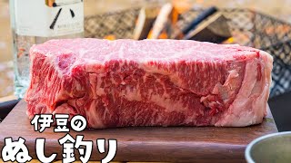 【ソロキャンプ】焚火🔥分厚い和牛ステーキ🥩六ジントニック