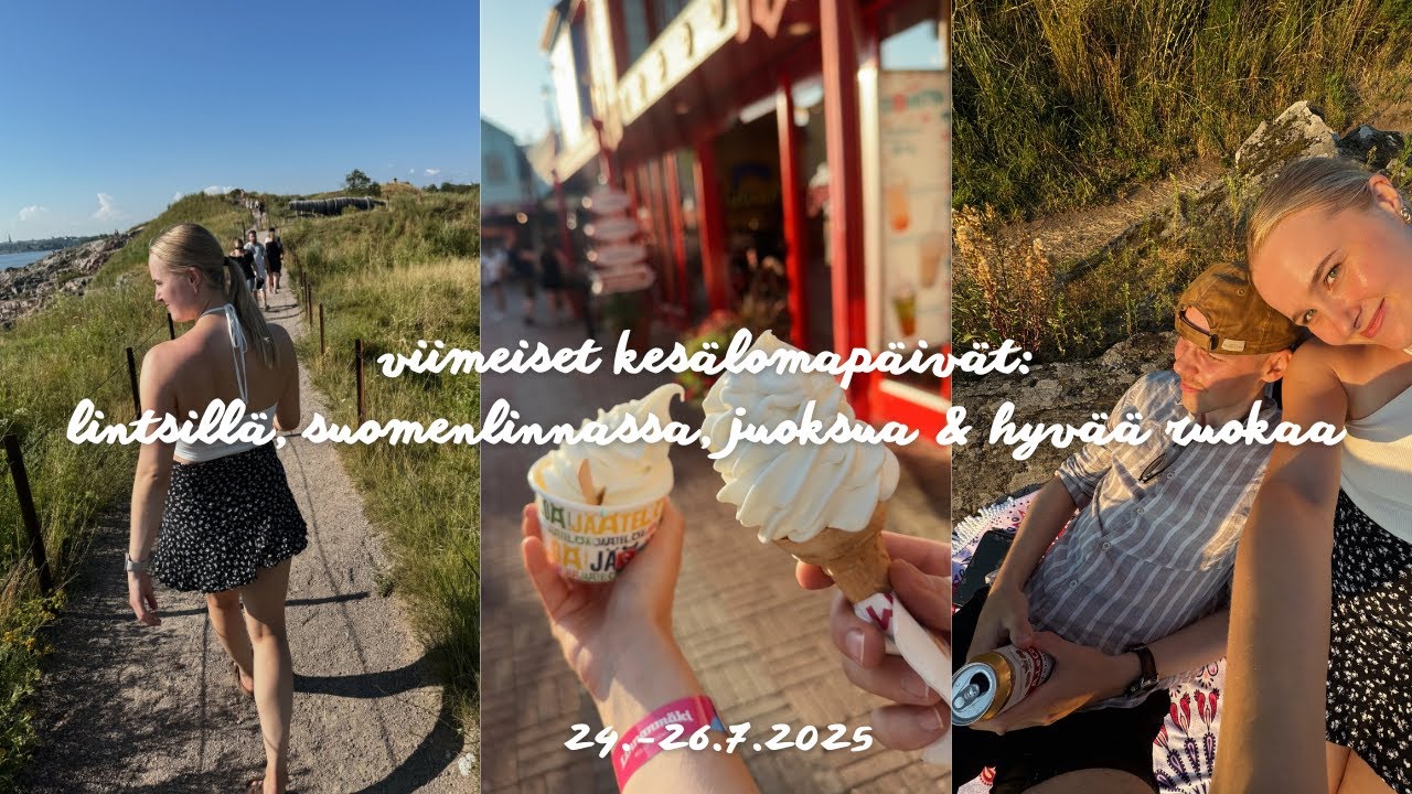 Viimeiset lomapäivät: Lintsillä, Suomenlinnassa, juoksua & hellettä 🌞🌾 3 päivän vlogi