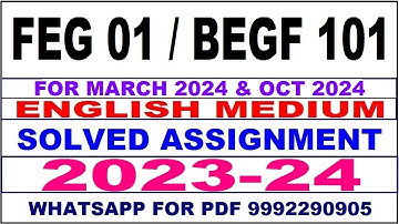 begf 101 / feg 01 solved assignment 2023-24 | begf 101 solved assignment in english 2024 | begf 101