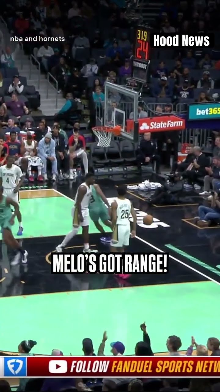 Melo’s got range #hoodnews #lameloball #NBA #basketball #ballislife #howto #viralvideo #aim #sports