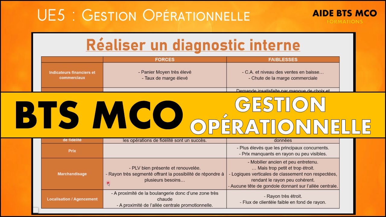 AIDE BTS MCO | Comment réaliser un diagnostic interne ? | U5 GESTION