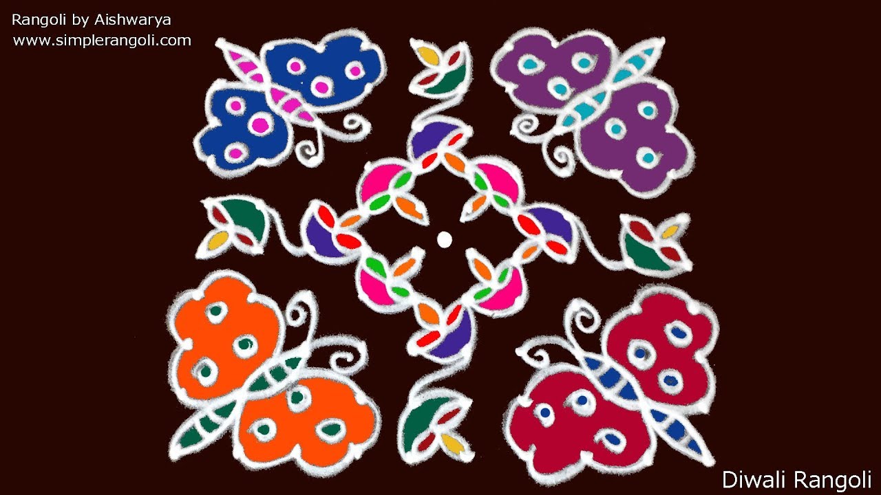 Vibrant Butterfly Muggulu for Varalakshmi