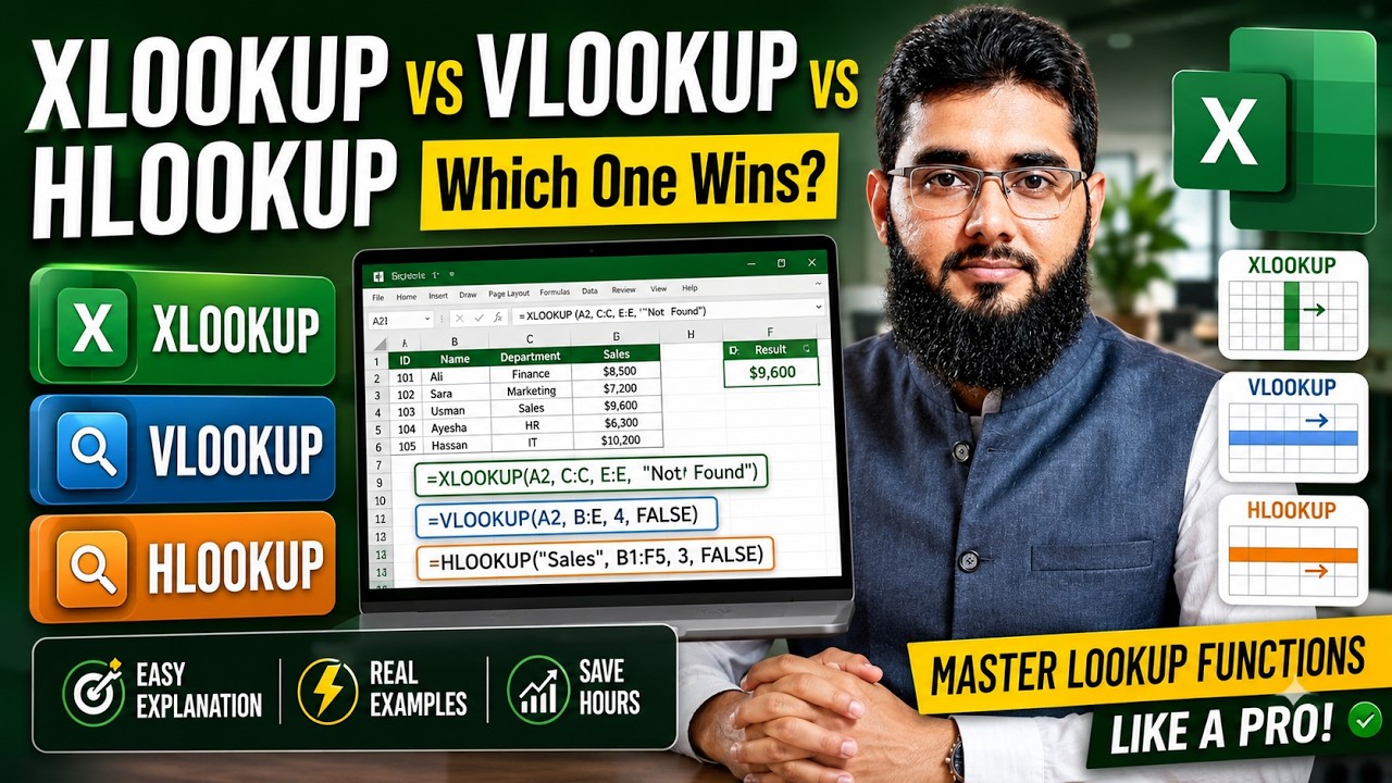 VLOOKUP, HLOOKUP & XLOOKUP in Excel – Complete Tutorial | Excel Lookup ...