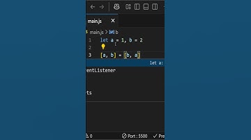 Swap variables in JavaScript with just 1 line of code #shorts  #coding #programming #javascript