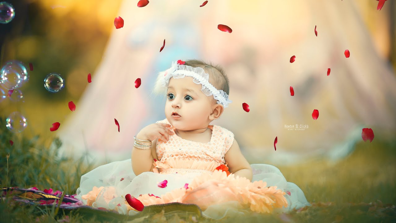 Cute Baby Photoshoot ideas in Park Theme with Bubbles,Rose Petals ...