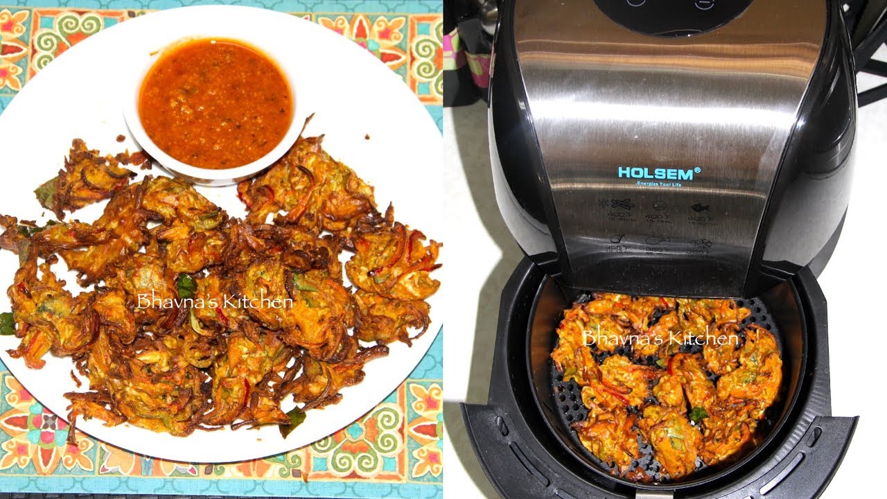 How to  Air Fry Crispy Veg Pakore or Bhajiya Video Recipe | No Fry Pakore Bhavna