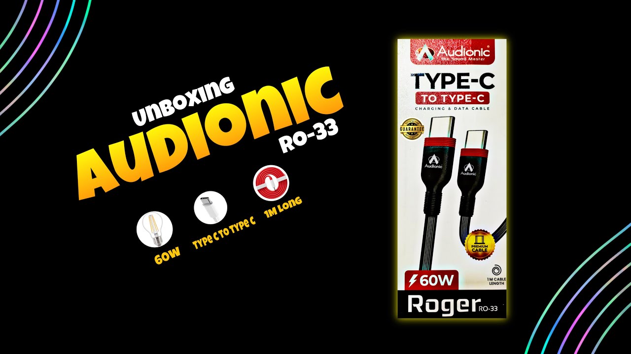Unboxing Audionic RO-33 Type-C Charging & Data Cable [ 60w USB C to USB ...