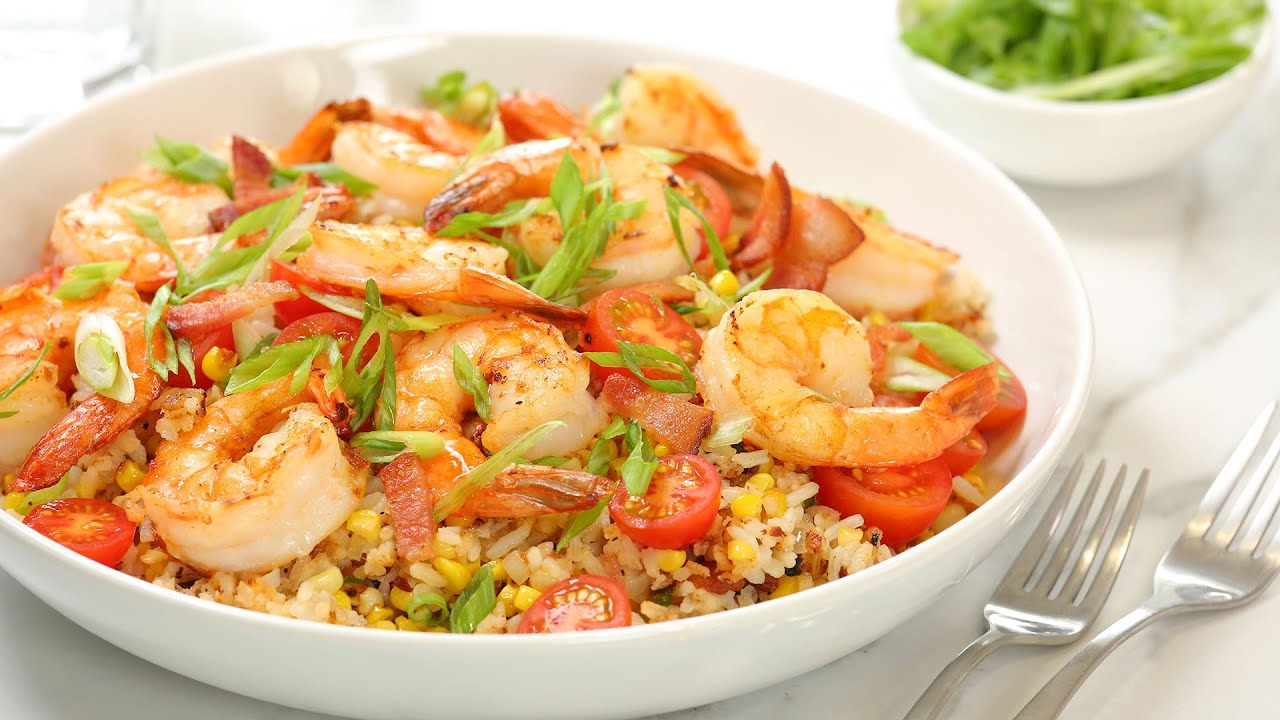 Fried Rice with Bacon, Shrimp & Corn | 20 Minute Dinner Ideas | The Domestic Geek