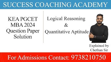 Part 4 PGCET-2024 MBA QP Solution: Reasoning & Quantitative Aptitude | Explained by Chethan Sir
