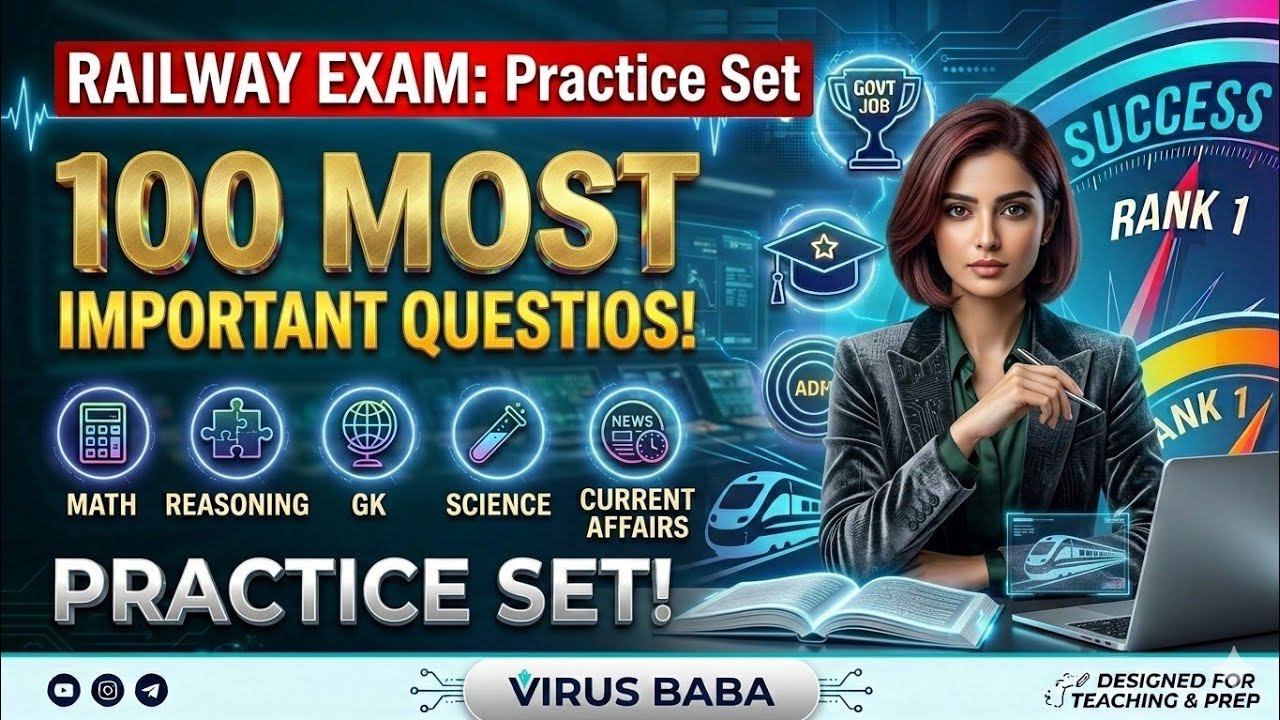 Railway Exam 2026: 100 Most Important Questions | Practice Set - 01 | Selection वाली तैयारी!