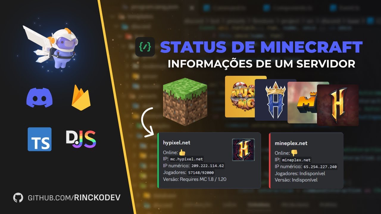 Minecraft Typescript Comando de status de servidor de minecraft - API externa - DiscordJs ...