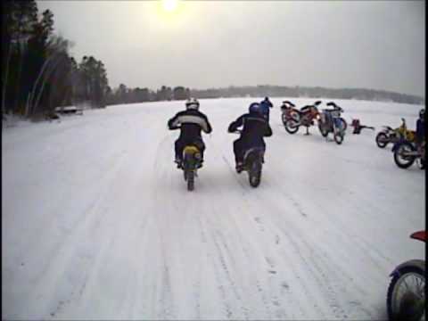 Ladies and Gentlemen! Check out this crash-fest featuring a bunch of clowns racing mini-bikes on Big Bear Lake in Minocqua, WI in Feb. 2009. Taa-Da!