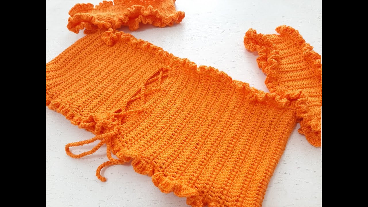 #CANHOTO - Tomara que Caia com Babados - Top Sofia - Nó Chic Crochê - Kátia