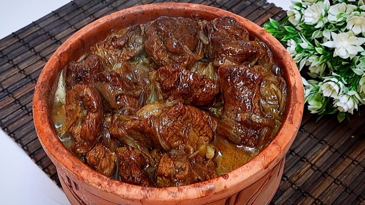 طاجن اللحمه بالبصل❗️طعم ولون وريحه ف منتهي الجمال  والذاذه❗️احلي طريقه لحمه ممكن تجربوها 👌