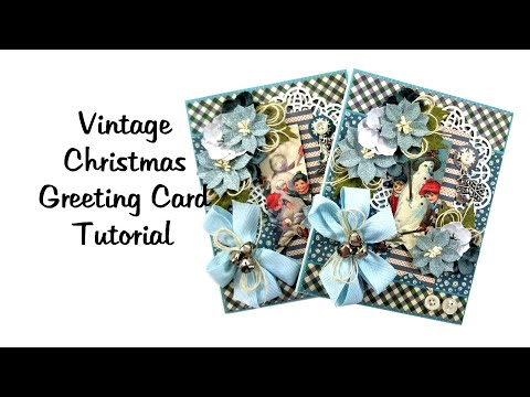 Vintage Christmas Greeting Cards Tutorial Polly's Paper Studio Authentique Papers Snowfall Process