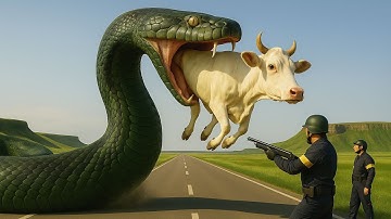 “Forest Rangers Risk Their Lives to Save a Mother Cow from a Giant Python Attack!”