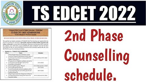 TS EDCET 2022 2nd Phase Counselling schedule ||2nd phase certificate verification.