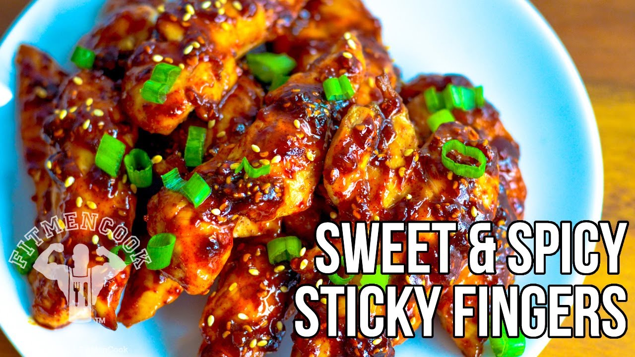 FitMenCook Sweet & Spicy Sticky Chicken Fingers Recipe / Deditos de Pollo en Salsa Picante y Dulce