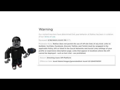Roblox gave me a warning for no reason - YouTube