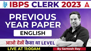 IBPS Clerk 2023 | English Previous Year Questions | English by Santosh Ray