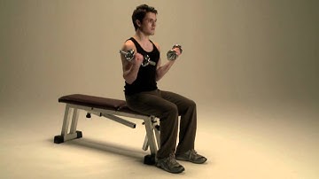 Biceps curl seating dumbbell rotation