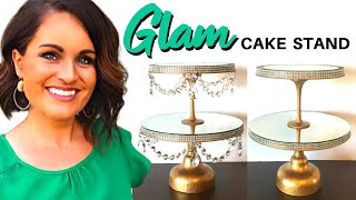 DIY Dollar Tree Bling Gold Cake Stand Decor On a Budget