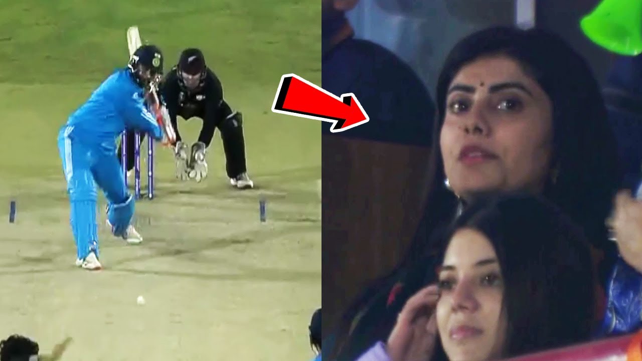 Ravindra Jadeja wife Rivava Jadeja cute expression on #indvsnz cwc 2023 ...
