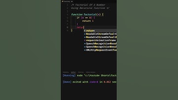 Factorial Of A Number Using Recursion in JavaScript #shorts #js #javascript #factorial