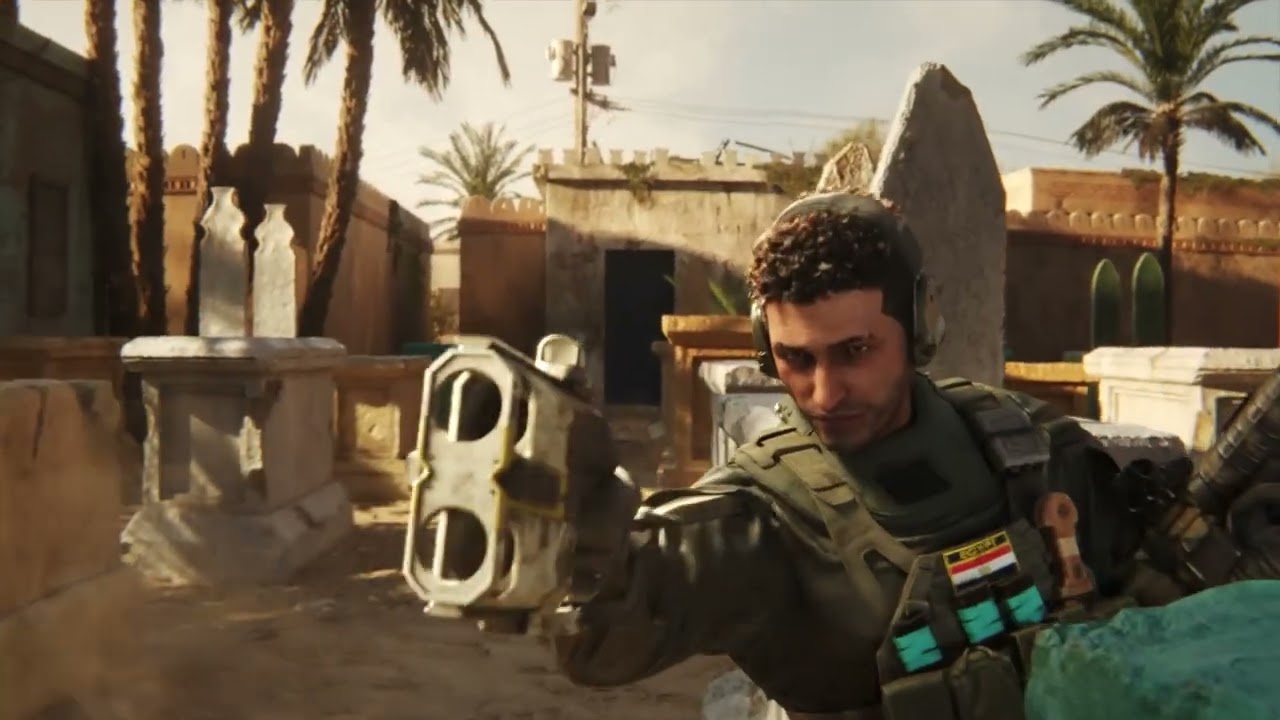 Noor holding the Horus Lance launcher in Rainbow Six Siege