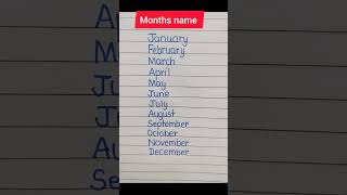 Months name/ twelve months name/ January February to December/ writing
