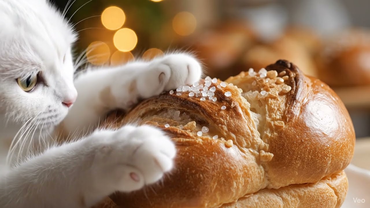 Cat Taps Salt Bread Video Generated