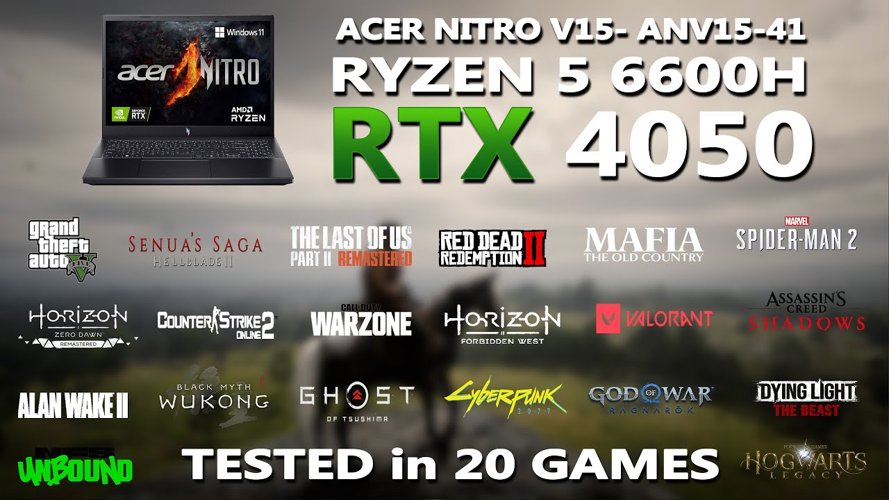 ACER NITRO V15: игровой тест RTX 4050 + RYZEN 5 6600H | Протестировано в 20 играх | RTX 4050 |
