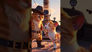 Heroic cat adventure on the open sea 🐾🌅 #pussinboots #catadventure #animation #funnycats